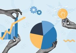 Trendy halftone collage. Concept of process implementation, work integration, Improve execution and optimize management. Application and activation of innovation in manufacturing business. Vector illustration for web banner, social media banner, marketing material. Vector illustration